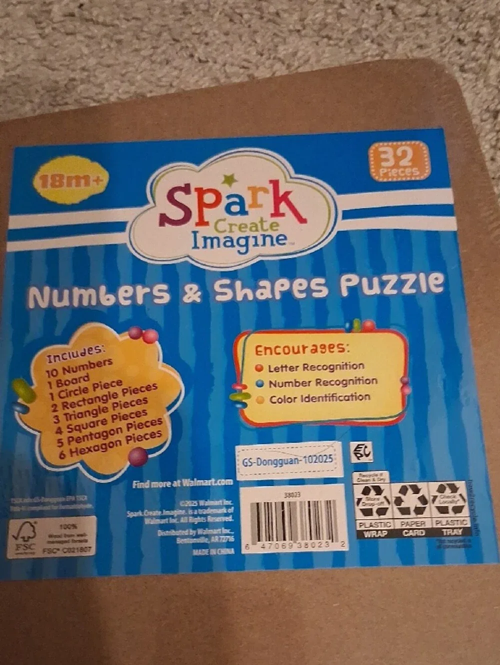 Wooden Number & Shape Puzzle Board - Multicolor Learning Toy